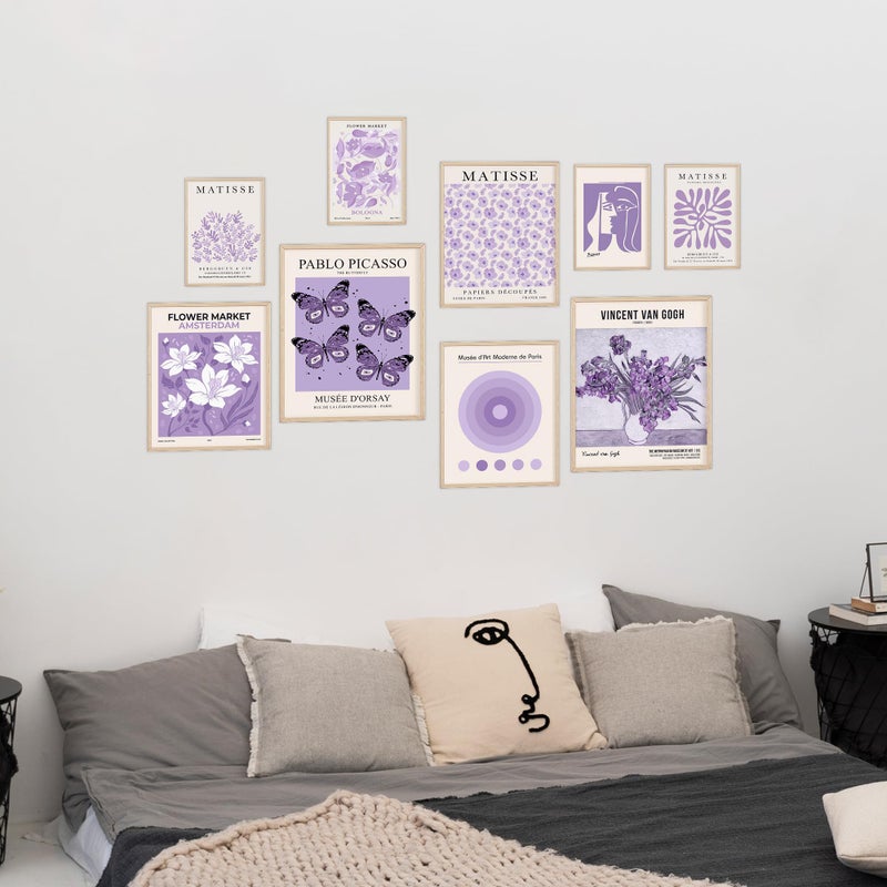 KONGSY Purple Wall Art Prints Set of 9, Lavender Abstract Matisse Exhibition Posters, Light Purple Wall Decor, Aesthetic Pictures Room Decor for Teen Girls Dorm, Bedroom - Image 5